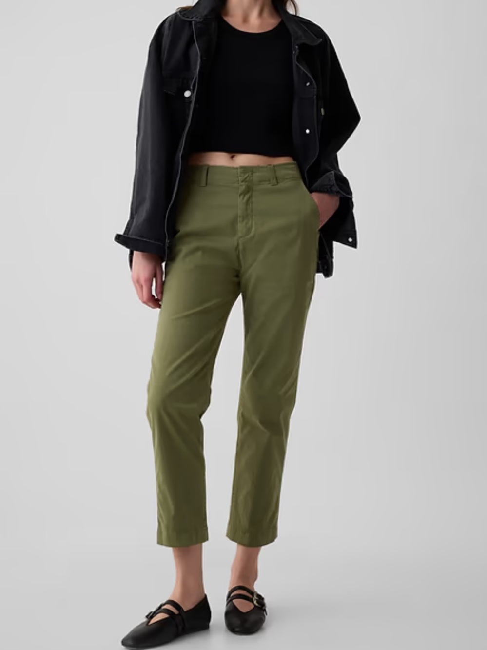 GAP DOWNTOWN KHAKI Cotton Olive Green Chinos Pants 6